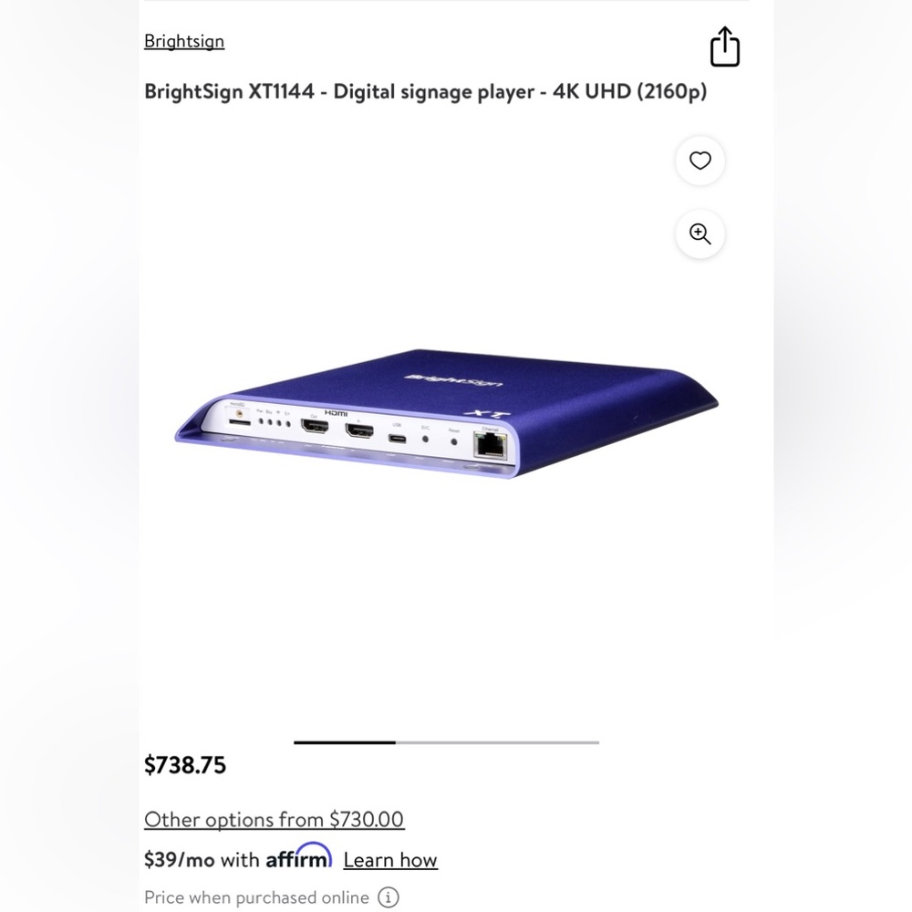 BrightSign XT1144 - Digital signage player - 4K UHD (2160p)